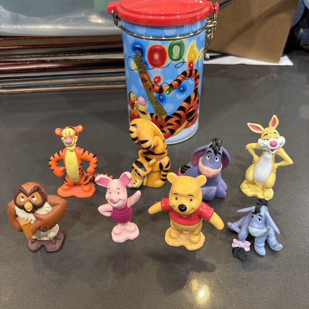 Vintage Winnie The Pooh Figurines Set of 8 Disney Pooh Eyore Piglet Owl Tigger